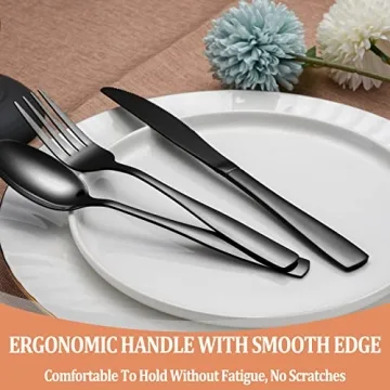 20-Piece Black Silverware Set Stainless Steel Dishwasher Safe