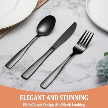 20-Piece Black Silverware Set Stainless Steel Dishwasher Safe
