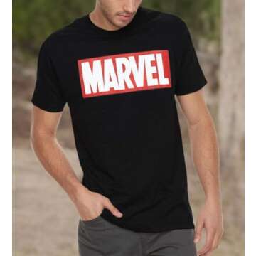 Marvel Men's Classic Logo T-Shirt - Fan Favorite Black Tee