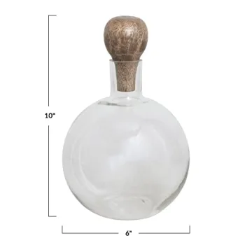 Mango Wood Stopper Wine Decanter Clear Glass Bar Essential