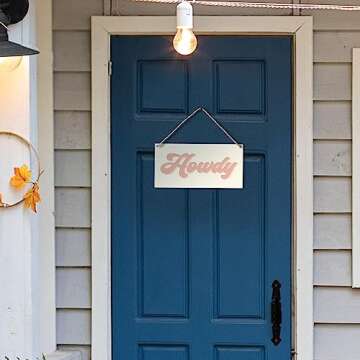 Retro Western Howdy Pink Beige Preppy Boho Printed Wood Plaque Sign Wall Hanging,Rustic Howdy Hanging Wall Signs for Western Home College Dorm Decor 12 x 6 Inches