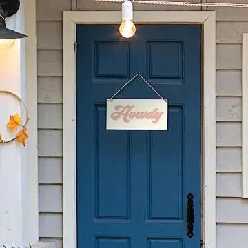 Retro Western Howdy Pink Beige Preppy Boho Printed Wood Plaque Sign Wall Hanging,Rustic Howdy Hanging Wall Signs for Western Home College Dorm Decor 12 x 6 Inches