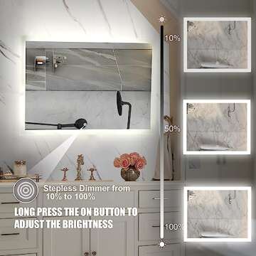KAASUN 40" x 28" Inch LED Bathroom Wall-Mounted Backlit Vanity Mirror High Lumen Anti-Fog Waterproof Horizontal Installation with Touch Switch