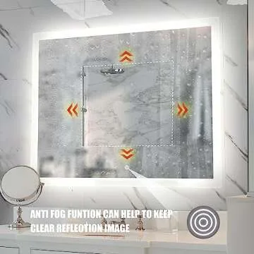 KAASUN 40" x 28" Inch LED Bathroom Wall-Mounted Backlit Vanity Mirror High Lumen Anti-Fog Waterproof Horizontal Installation with Touch Switch