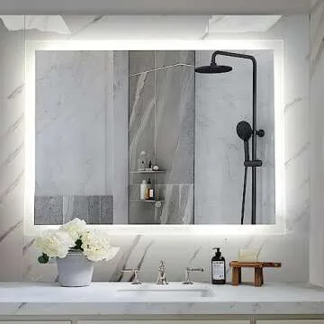 KAASUN 40" x 28" Inch LED Bathroom Wall-Mounted Backlit Vanity Mirror High Lumen Anti-Fog Waterproof Horizontal Installation with Touch Switch