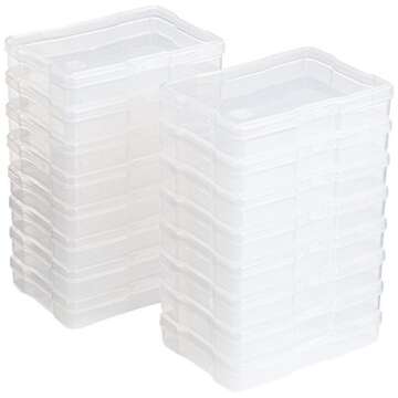 IRIS USA 4" x 6" Photo Storage Craft Keeper, Main Container with 16 Organization Cases for Pictures, Crafts, Scrapbooking, Stationery Storage, Protection and Organizations, Violet/Clear
