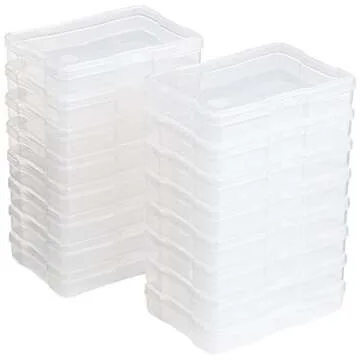 IRIS USA 4" x 6" Photo Storage Craft Keeper, Main Container with 16 Organization Cases for Pictures, Crafts, Scrapbooking, Stationery Storage, Protection and Organizations, Violet/Clear