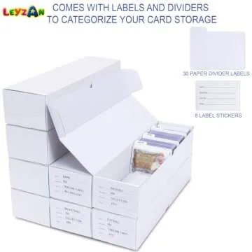 Leyzan Trading-Card Storage Box, 8-Pack • 1000 Count Corrugated Cardboard Storage Box with dividers & labels for TCG/Magic/Mtg storage and Collection, 14.4 INCH Horizontal