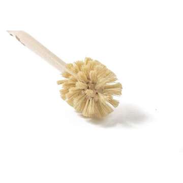 ELDR Supply Bottle Brush, 14in Extra Long German Beechwood Handle, Strong Hemp Bristles, Zero Waste, Cleans and Scrubs Hard to Reach Wide Mouth Jars, Glasses, and Tumblers