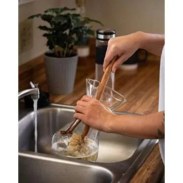 ELDR Supply Bottle Brush, 14in Extra Long German Beechwood Handle, Strong Hemp Bristles, Zero Waste, Cleans and Scrubs Hard to Reach Wide Mouth Jars, Glasses, and Tumblers