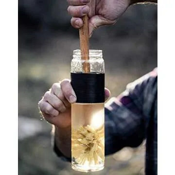 ELDR Supply Bottle Brush, 14in Extra Long German Beechwood Handle, Strong Hemp Bristles, Zero Waste, Cleans and Scrubs Hard to Reach Wide Mouth Jars, Glasses, and Tumblers