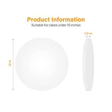 Kootek Cake Boards Drums 12 Inch Round, 1/2" Thick Decorating Supplies White 6-Pack Sturdy Corrugated Cardboard Base, Base para Pastel