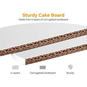 Kootek Cake Boards Drums 12 Inch Round, 1/2" Thick Decorating Supplies White 6-Pack Sturdy Corrugated Cardboard Base, Base para Pastel