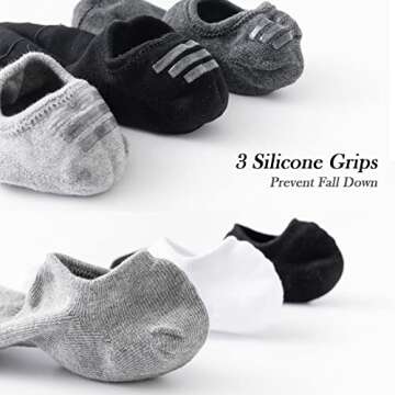 JORMATT Mens No Show Socks Cotton Low Cut Short Casual Socks Men With Non-Slip Grips, 12 Pairs/8 Pairs/6 Pairs
