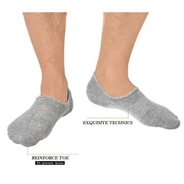 JORMATT Mens No Show Socks Cotton Low Cut Short Casual Socks Men With Non-Slip Grips, 12 Pairs/8 Pairs/6 Pairs