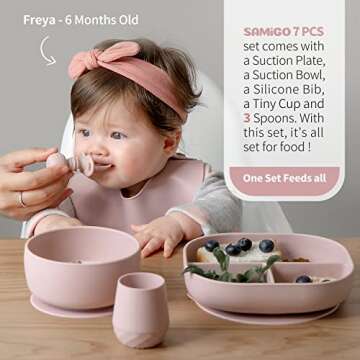 SAMiGO Silicone Baby Feeding Set - Complete Self Feeding Solutions for Babies