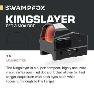 Swampfox Kingslayer RMR Footprint 1x22 Pistol Dot Sight, Red Dot (3 MOA)