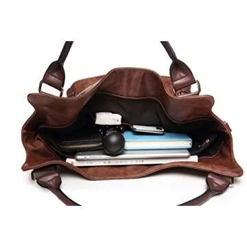 Women Tote Bag Handbags PU Leather Fashion Hobo Shoulder Bags with Adjustable Shoulder Strap, L, Brown