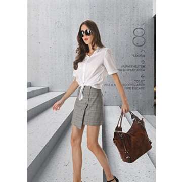 Women Tote Bag Handbags PU Leather Fashion Hobo Shoulder Bags with Adjustable Shoulder Strap, L, Brown