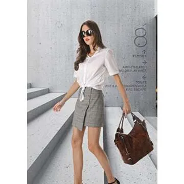 Women Tote Bag Handbags PU Leather Fashion Hobo Shoulder Bags with Adjustable Shoulder Strap, L, Brown