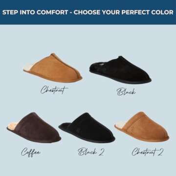 Dearfoams mens Genuine Suede Closed Toe Scuff Slipper, Black, 8 US