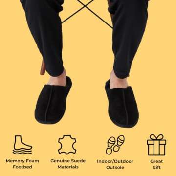 Dearfoams mens Genuine Suede Closed Toe Scuff Slipper, Black, 8 US