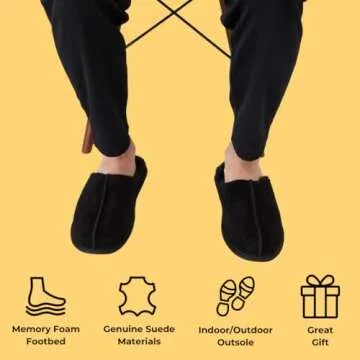 Dearfoams mens Genuine Suede Closed Toe Scuff Slipper, Black, 8 US