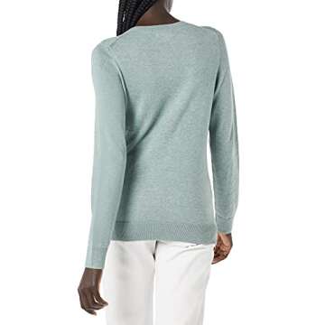 Amazon Essentials Women's Long-Sleeve Lightweight Crewneck Sweater (Available in Plus Size), Sage Green Heather, X-Small
