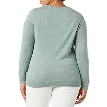 Amazon Essentials Women's Long-Sleeve Lightweight Crewneck Sweater (Available in Plus Size), Sage Green Heather, X-Small
