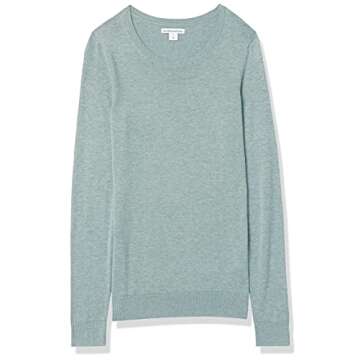 Amazon Essentials Women's Long-Sleeve Lightweight Crewneck Sweater (Available in Plus Size), Sage Green Heather, X-Small