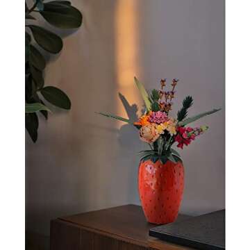 Strawberry Decor Cute Ceramic Decorative Vase for Danish Pastel Room Vintage Home Kitchen Decoration...