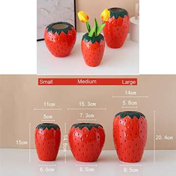 Strawberry Decor Cute Ceramic Decorative Vase for Danish Pastel Room Vintage Home Kitchen Decoration Funky Party Decorations Gifts