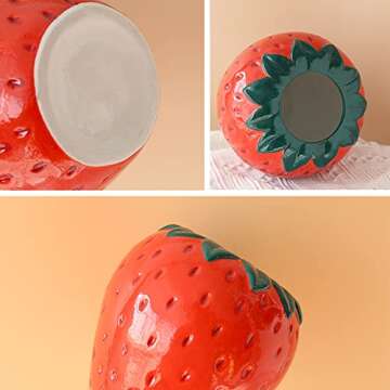 Strawberry Decor Cute Ceramic Decorative Vase for Danish Pastel Room Vintage Home Kitchen Decoration Funky Party Decorations Gifts