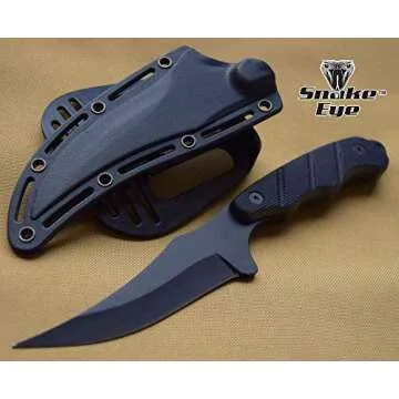 Snake Eye Tactical 9" Full Tang Tactical Knife with Sharpener and ABS Plastic Sheath (1148-BK)