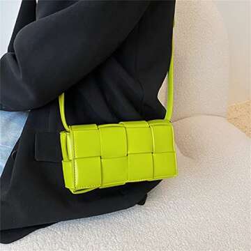Gimue Woven Purse Crossbody, Y2k Women's PU Leather Small Square Bag, Waist Bag Convertible Shoulder...