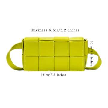 Gimue Woven Purse Crossbody, Y2k Women's PU Leather Small Square Bag, Waist Bag Convertible Shoulder Bag, Fashion woven Messenger Bag (Light Green)