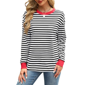 WIHOLL Tunic Tops for Women Loose Fit Dressy Long Sleeve Trendy Shirts Black S