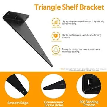 Heavy Duty Shelf Brackets - 90lbs Capacity Steel Braces