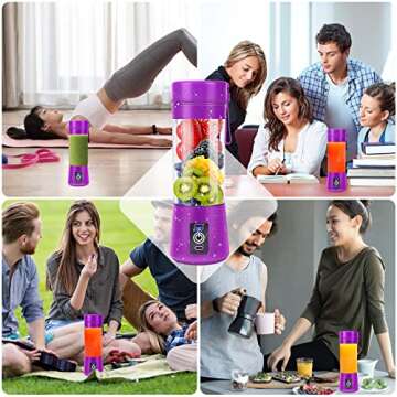 Portable Blender, MIAOKE Personal Mini Juice Blender, USB Rchargeable Juicer Cup with Six Blades in 3D, Smoothie Blender Home/Office/Outdoors, Dark P
