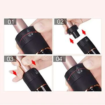 CkeyiN Curling Iron Set 5 in 1 Curling Wand 30s Instant Heat Up Hair Curler with Interchangeable Ceramic Barrel (0.35" to 1.25") Dual Voltage Temperature Adjustment Include Glove and 2 Hair Clips