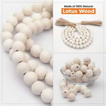 CS CAMSHERS Wood Bead Garland 58 Inch, Durable Farmhouse Beads with Tassel, Gorgeous Boho Beads for Home Decor, Wall Hanging, Coffee Table & a Thoughtful Gift for Loved Ones (Pack of 1)