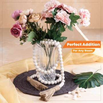 CS CAMSHERS Wood Bead Garland 58 Inch, Durable Farmhouse Beads with Tassel, Gorgeous Boho Beads for Home Decor, Wall Hanging, Coffee Table & a Thoughtful Gift for Loved Ones (Pack of 1)