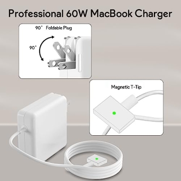 Mac Book Pro Charger - 60W T-Tip Magnetic Charger Power Adapter, Universal Laptop Charger Compatible with Mac Book Air/Mac Book Pro 13-Inch Retina Display(After 2012)