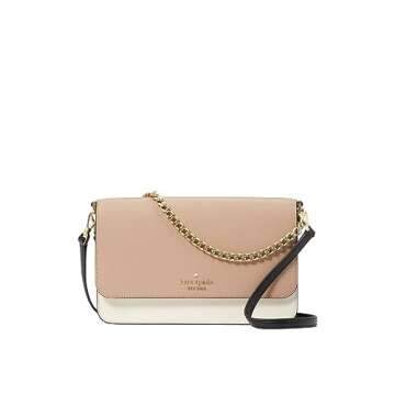Kate Spade New York Women's Madison Saffiano Leather Large Flip CrossBody Bag, Toasted Hazelnut