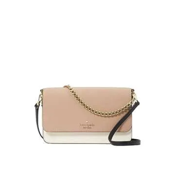 Kate Spade New York Women's Madison Saffiano Leather Large Flip CrossBody Bag, Toasted Hazelnut
