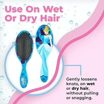 Wet Brush Disney Original Detangler Hair Brush - Cinderella - Comb for Women, Men and Kids - Wet or Dry – Removes Knots and Tangles - Natural, Straight, Thick and Curly Hair – Pain-Free