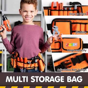 JOYIN 19Pcs Kids Tool Set - Construction Belt & Drill
