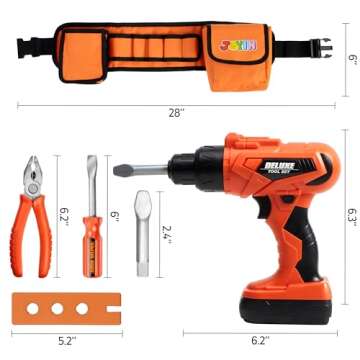 JOYIN 19Pcs Kids Tool Set - Construction Belt & Drill