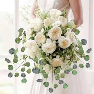 obbsie 6Pcs Artificial Eucalyptus Leaves Stems, 25" Tall Faux Eucalyptus Leaf Fake Greenery Plants Branches Floral for Vase Filler Home Party Wedding Arrangement Spring Decoration