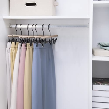 Nature Smile Beech Wooden Pants Hangers 20 Pack Durable Clips